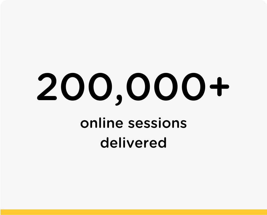 A stat highlighting Healios has delivered over 175,000+ online sessions 